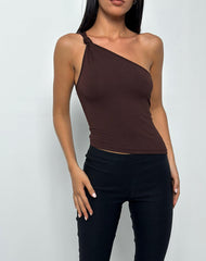 Idra Asymmetric Top in Jersey Bitter Chocolate