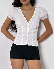 Ilase Ruched Blouse in White