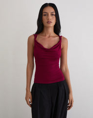 Imrie Open Back Top in Rayon Jersey Burgundy