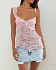 Iranila Asymmetric Top in Gauzy Sequin Baby Pink