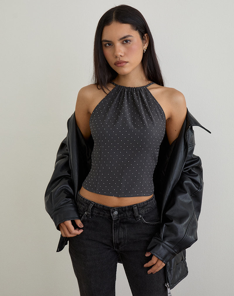 Isado Open Back Top in Diamante Grey