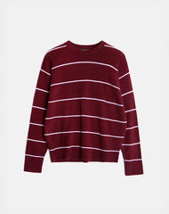 Ishari Knitted Jumper in Burgundy with Pink Stripe