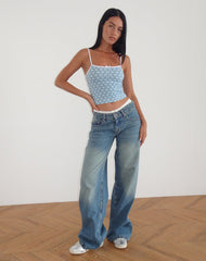 Isna Cami Top in Powder Blue XO Heart Print