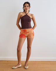 Istora Shorts in Watercolour Hibiscus Orange