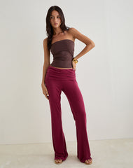 Jacita Low Rise Trousers in Cupro Burgundy