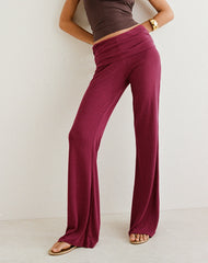 Jacita Low Rise Trousers in Cupro Burgundy