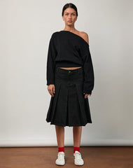 Jalira Asymmetric Cinch Jumper in Black