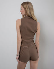 Jarelia Stud Shorts in Tailoring Brown