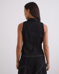 Janae Vest in Denim Black Wash