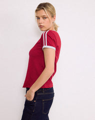 Janan Top in Adrenaline Red with White Binding