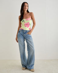Jefita Cami Top in Watercolour Hibiscus Yellow