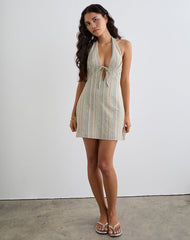 Jioner Mini Dress in Stripe Yellow with Lining