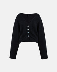 Jiyo Gathered Cardigan in Knit Black