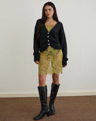 Jiyo Gathered Cardigan in Knit Black