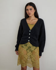 Jiyo Gathered Cardigan in Knit Black