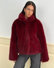 Joji Jacket in Faux Fur Cherry