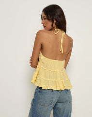 Juanita Frill Halterneck Top in Yellow