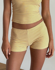 Sera Micro Shorts in Stripe Jersey Yellow Grey
