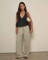 Juria Trouser in Neutral Khaki Stripe