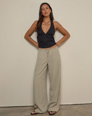 Juria Trouser in Neutral Khaki Stripe