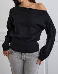 Jalira Asymmetric Cinch Jumper in Black