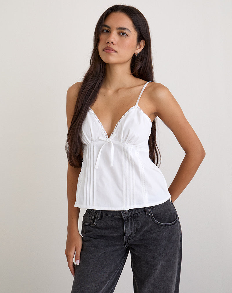 Jepuni Cami Top in White Poplin