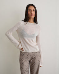 Kaleo Roll Edge Jumper in Knit Ecru