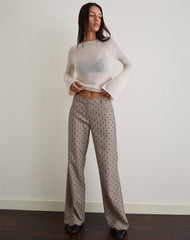 Tatina Trouser in Beige with Polka Pinstripe
