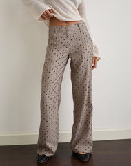 Tatina Trouser in Beige with Polka Pinstripe