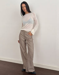 Tatina Trouser in Beige with Polka Pinstripe
