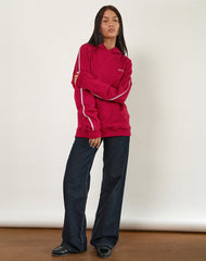 Kamari Hoodie in Adrenaline Red with Violet M Embroidery