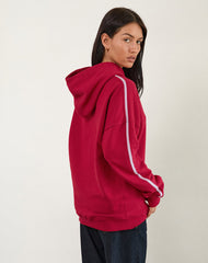 Kamari Hoodie in Adrenaline Red with Violet M Embroidery