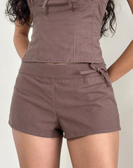 Blazy Tie Short in Linen Taupe