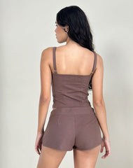 Blazy Tie Short in Linen Taupe