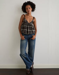 Kaoru Triangle Bust Cami Top in Grey Check