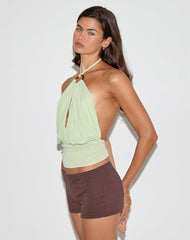 Karise Plunge Top in Cupro Green