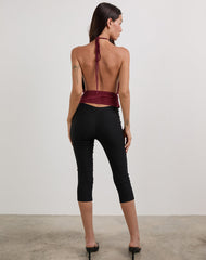 Karise Plunge Top in Cupro Dark Red