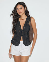 Kayve Top in Flower Broderie Black