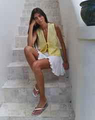 Kayve Tie Front Top in Broderie Yellow