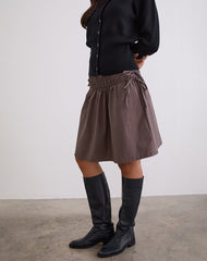 Khimar Gathered Midi Skirt in Peppercorn