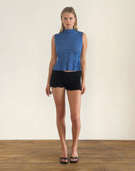 Kimbra Sleeveless Top in Textured Blue