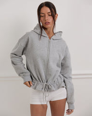 Kit Cinched Waist Hoodie in Grey Marl