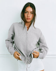 Kit Cinched Waist Hoodie in Grey Marl
