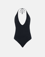 Kitty Deep Plunge Bodysuit in Black