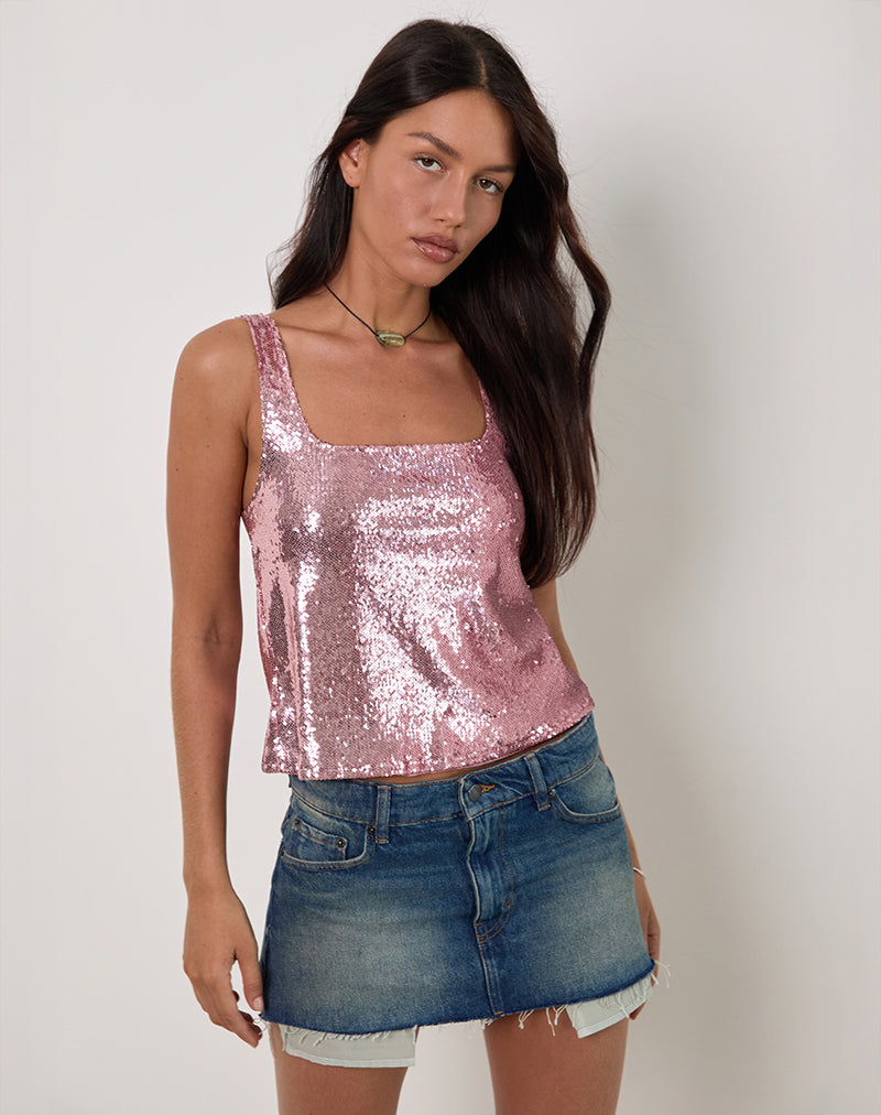 Kosile Cami Top in Sequin Pink