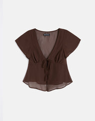 Kota Chiffon Blouse Top in Brown