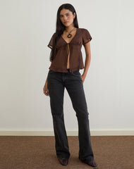 Kota Chiffon Blouse Top in Brown