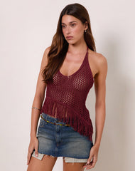 Kulmina Asymmetric Halterneck Top in Fringe Berry