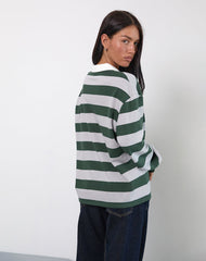 Kumara Rugby Shirt in Green, Khaki and White