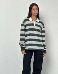 Kumara Rugby Shirt in Green, Khaki and White
